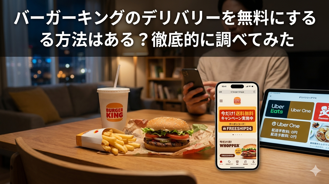 バーガーキングのデリバリーを無料する方法